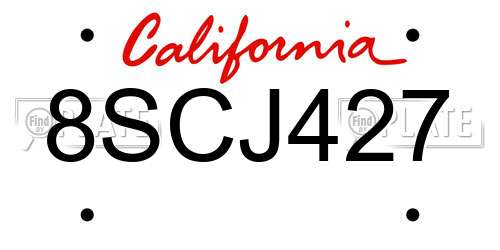 8SCJ427 California License Plate