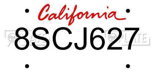 8SCJ627 California License Plate