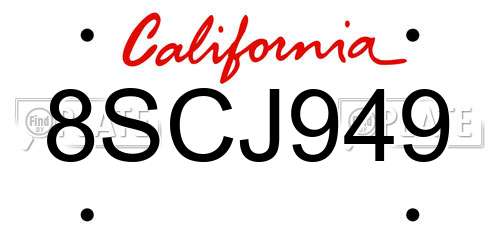 8SCJ949 California License Plate