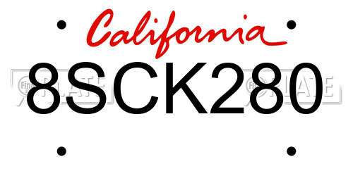 8SCK280 California License Plate