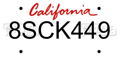 8SCK449 California License Plate