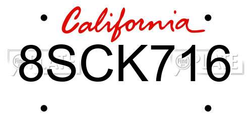 8SCK716 California License Plate
