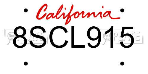 8SCL915 California License Plate