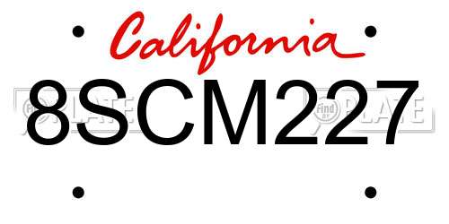 8SCM227 California License Plate