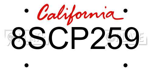 8SCP259 California License Plate