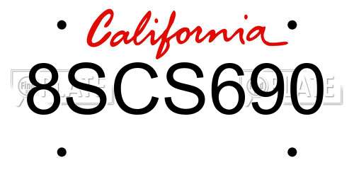 8SCS690 California License Plate