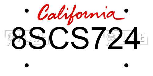 8SCS724 California License Plate