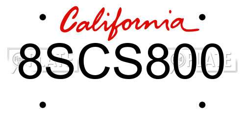 8SCS800 California License Plate