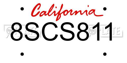 8SCS811 California License Plate