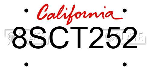 8SCT252 California License Plate