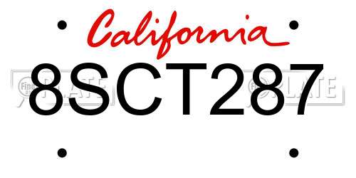 8SCT287 California License Plate