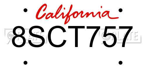 8SCT757 California License Plate