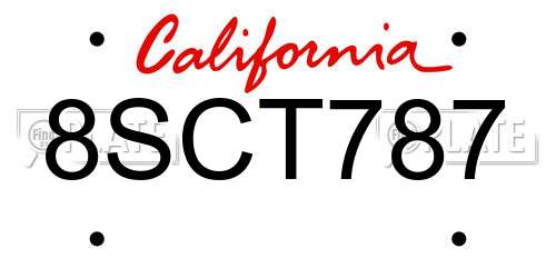8SCT787 California License Plate