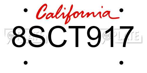 8SCT917 California License Plate