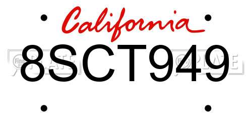 8SCT949 California License Plate