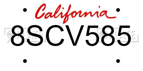 8SCV585 California License Plate