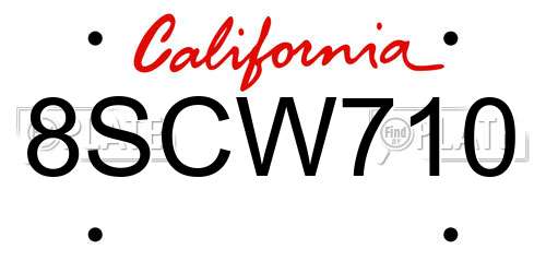 8SCW710 California License Plate