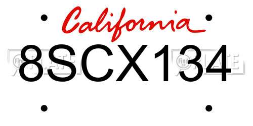 8SCX134 California License Plate