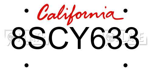 8SCY633 California License Plate