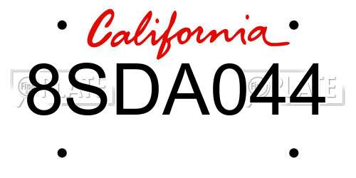 8SDA044 California License Plate
