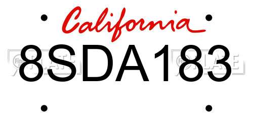 8SDA183 California License Plate