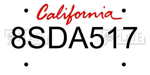 8SDA517 California License Plate