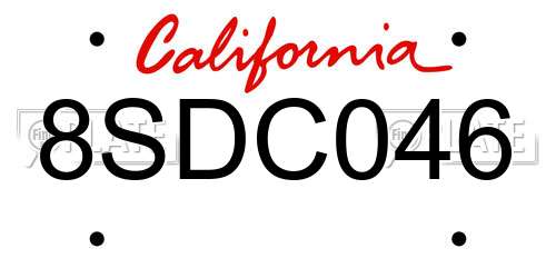8SDC046 California License Plate