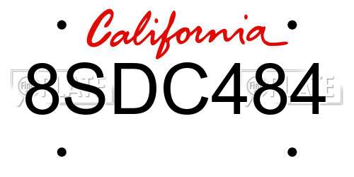 8SDC484 California License Plate