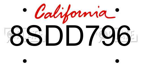 8SDD796 California License Plate