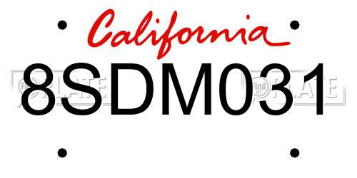 8SDM031 California License Plate