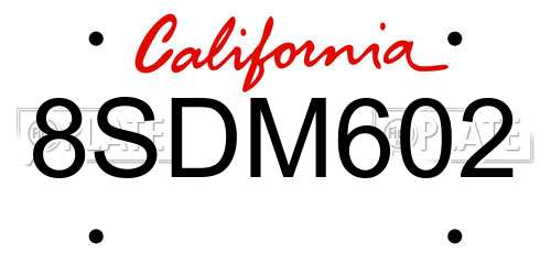 8SDM602 California License Plate