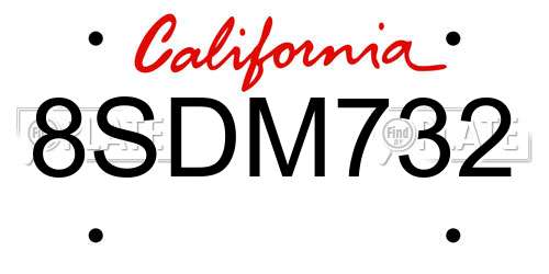 8SDM732 California License Plate