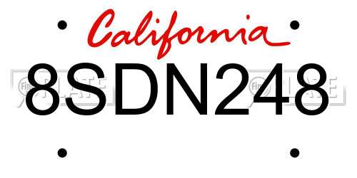 8SDN248 California License Plate