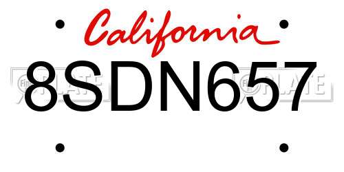 8SDN657 California License Plate