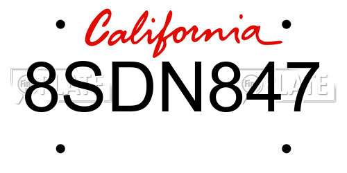 8SDN847 California License Plate