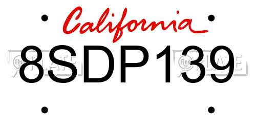 8SDP139 California License Plate