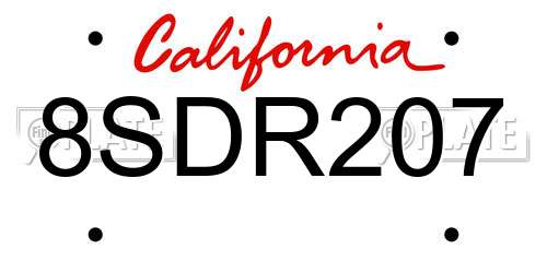 8SDR207 California License Plate