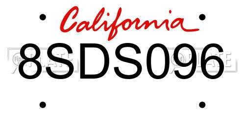 8SDS096 California License Plate