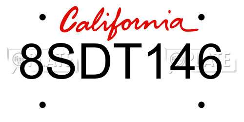 8SDT146 California License Plate