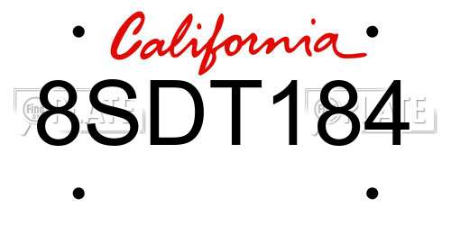 8SDT184 California License Plate