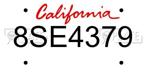 8SE4379 California License Plate