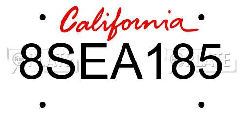 8SEA185 California License Plate