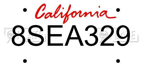 8SEA329 California License Plate