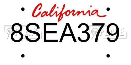 8SEA379 California License Plate