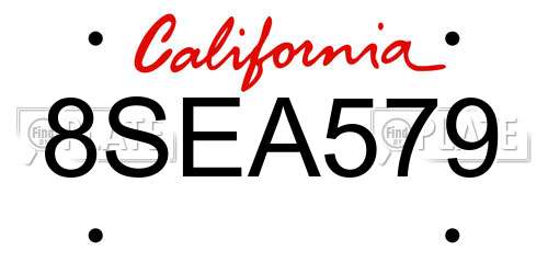 8SEA579 California License Plate