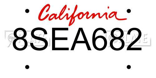 8SEA682 California License Plate