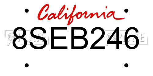 8SEB246 California License Plate