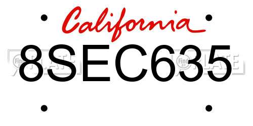 8SEC635 California License Plate
