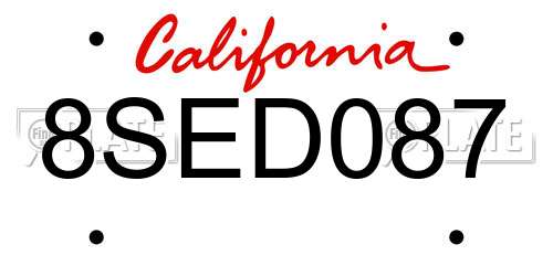 8SED087 California License Plate
