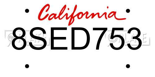 8SED753 California License Plate
